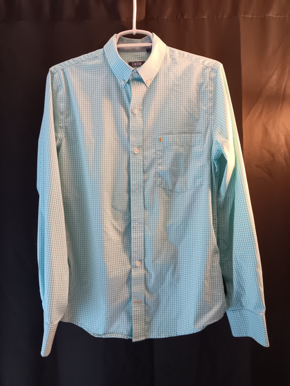 IZOD Men’s Light Blue Gingham Button-Down Shirt